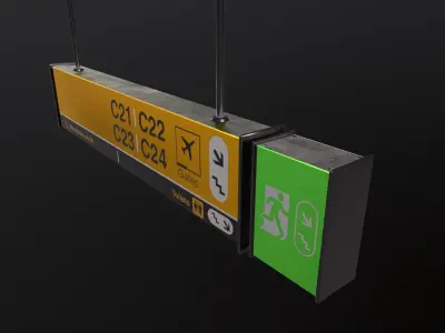 Airport Sign Board 003 Low-poly 3D model