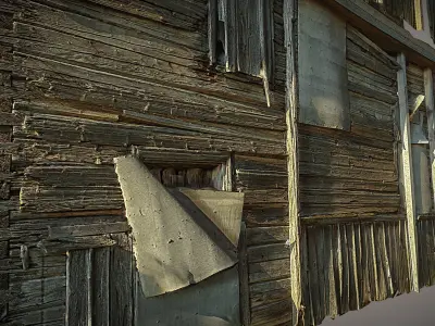 Decaying old modular wooden photorealistic wall Low-poly 3D model