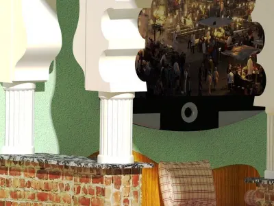 Salon living room with arches and furniture Free 3D model