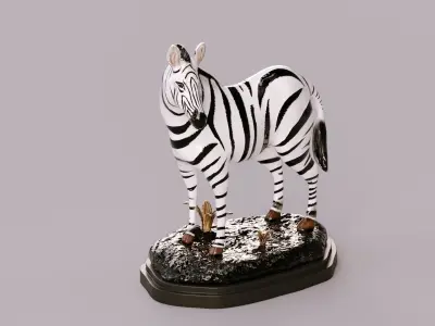 decorative zebra figurine Low-poly 3D model