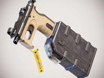 Sci-fi PBR SMG Low-poly 3D model