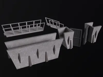 Modular Fortification Outpost PBR Low-poly 3D model