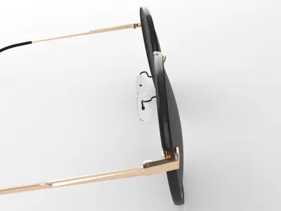 Sunglasses round - gold 3D model