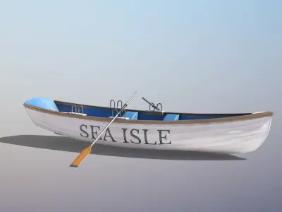 Boat With Oars Low-poly 3D model