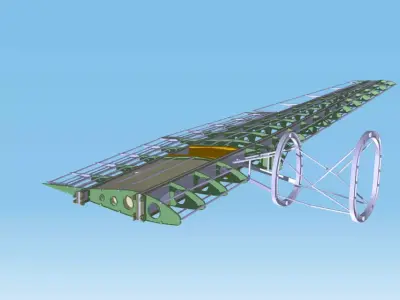 wing structure and engine mount 3D model