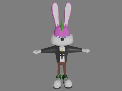 Punk Bunny Low-poly 3D model