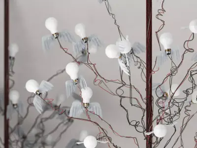 Birds Birds Birds chandelier with branches hanging from it 3D model