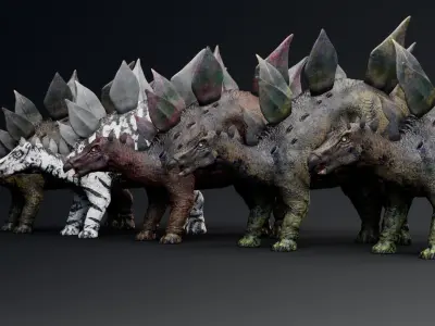 Dinosaur Stegosaurus dinosaur with spikes Low-poly 3D model