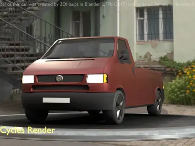 City Car 82 Commercial Pickup 3500 Type-C Brown Low-poly 3D model
