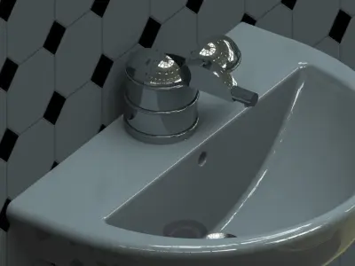 Sink bathroom with tiles Free 3D model