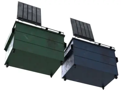 Dumpster 1 storage box with two compartments Low-poly 3D model