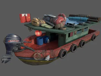 Stylized Fisherman Boat Low-poly 3D model