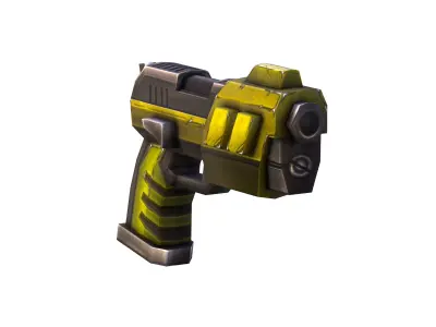 LowPoly SciFi Cartoon Pistol Gun Low-poly 3D model