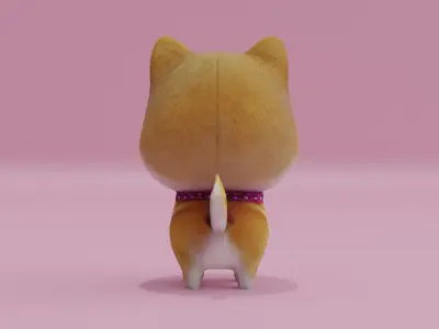 Dog Shiba Inu Puppy kawaii cute Low-poly 3D model
