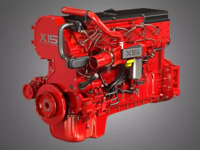 X15 Heavy Duty Truck Engine - 6 Cylinder Diesel Engine 3D model