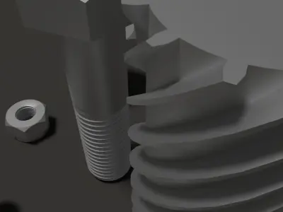 Bolts and nuts kit with worm 3D model