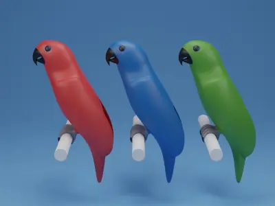 Cartoon Cute Bird Parrot 3D model