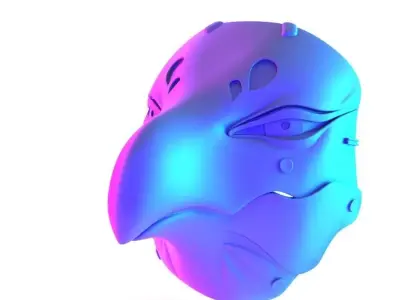 White Tengu Bird Red Beak Mask toy 3D print model