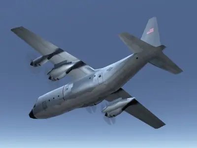 Lockheed C130 Hercules aircraft lowpoly 3d model Low-poly 3D model