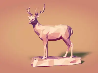LowPoly Deer Statue Free 3D model