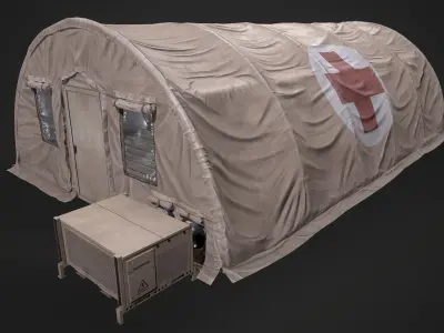 Modern Military Tent Videogame Asset enhanced edition Low-poly 3D model