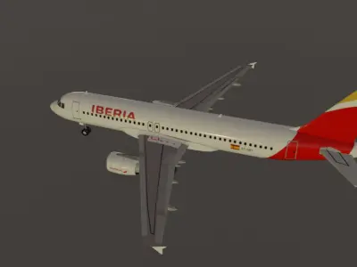Iberia airbus a320-214 low poly 3d model  Low-poly 3D model