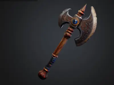 Enchanted battle axe Low-poly 3D model
