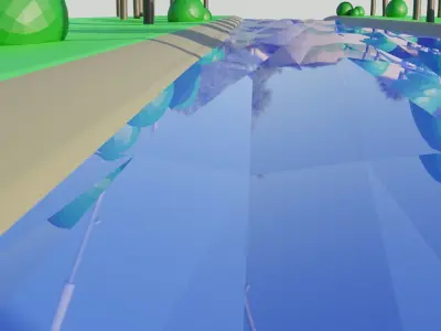 Low Poly River 3D Model area with trees and Free low-poly 3D model