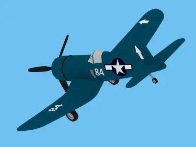 F4U CORSAIR Low Poly Low-poly 3D model