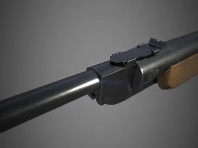 Airgun PBR wooden rifle Low-poly 3D model