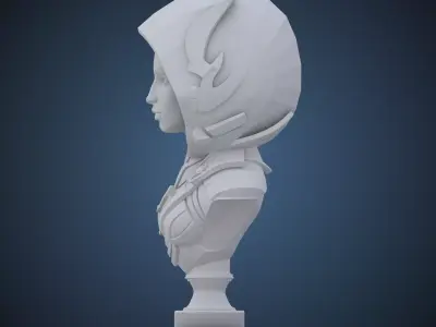 High and Low Poly Futuristic Female Bust Fantasy Figure PM-198 3D print model