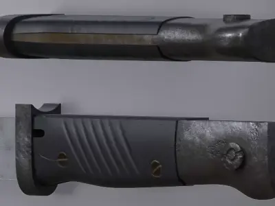 A rusty second War German Mauser K98 Bayonet Low-poly 3D model