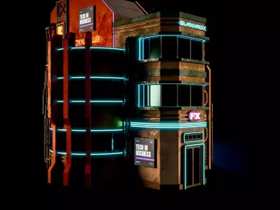 SCIFI CYBERPUNK FUTURISTIC NEON BUILDING 07 Low-poly 3D model