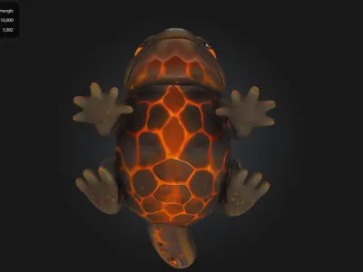 Lava Salamander Stylized Fire Lizard Creature Low-poly 3D model