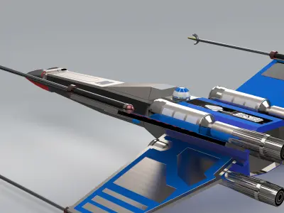 Futuristic Space Fighter Jet with Split Wings Sci-Fi Model 3D model