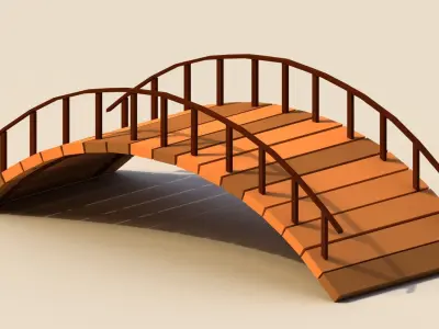 Low Poly Wooden Bridge Low-poly 3D model