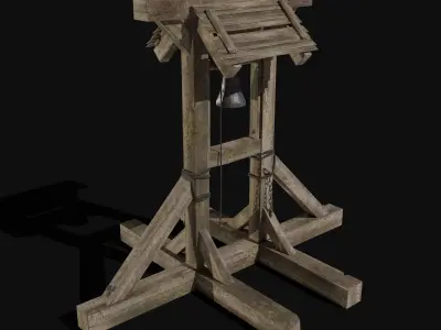 ALARM BELL TOWER CAMP ALERT MILITARY SIGNAL BANDIT COLLECTION Low-poly 3D model