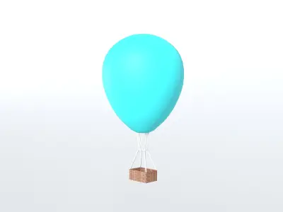 Hot Air Balloon v1 008 Low-poly 3D model