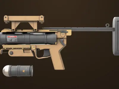 Grenade Launcher 04 Brown Generic All PBR Unity UE Textures Low-poly 3D model