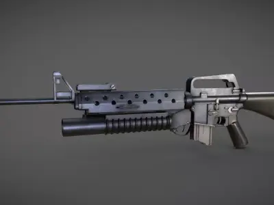 M16 m203 Grenade Launcher Low-poly 3D model
