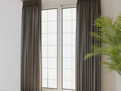  Pinch Pleat Open Curtains Model, Gray 