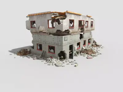 low poly destroyed building 6 Low-poly 3D model