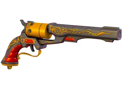 Low Poly Multibarrel Short Barrel Revolver Low-poly 3D model