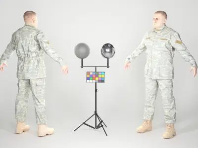 Fully equipped game ready American soldier with props 30  Low-poly 3D model