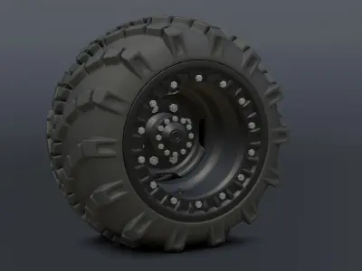 Complete set of wheels for Zil-130 truck Free low-poly 3D model