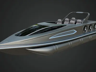 High-speed Performance Pontoon Boat 3D model