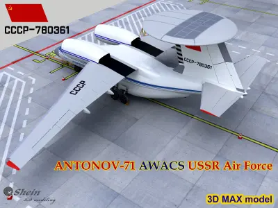ANTONOV-71 AWACS USSR Air Force Low-poly 3D model
