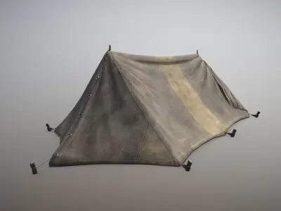 Military Tent WWII TwoSleeping open vr2 Low-poly 3D model