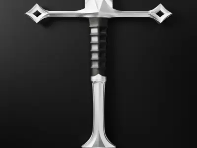 Two-handed sword plus old texture and sheath 3D model