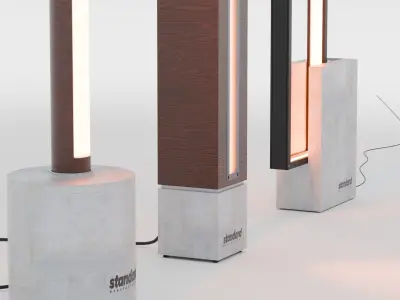 3 floor concrete lamps Free 3D model